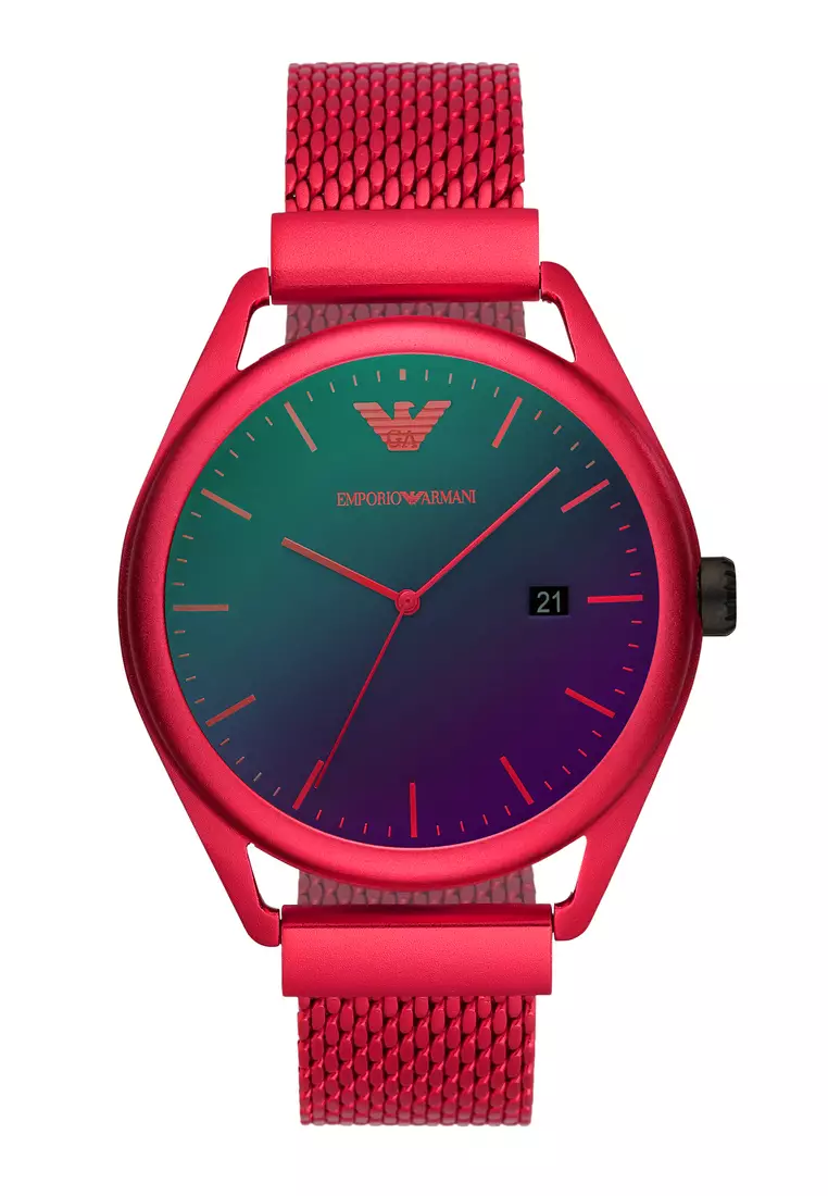 Red discount armani watch