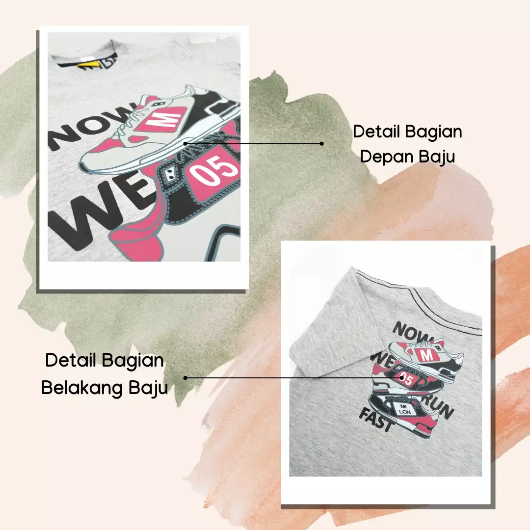 Wakakids Baju Anak Laki Laki Atasan Kaos Usia 4 Tahun Hingga 14 Tahun Motif Now We Run Fast 3980 SPATS Hijau Army