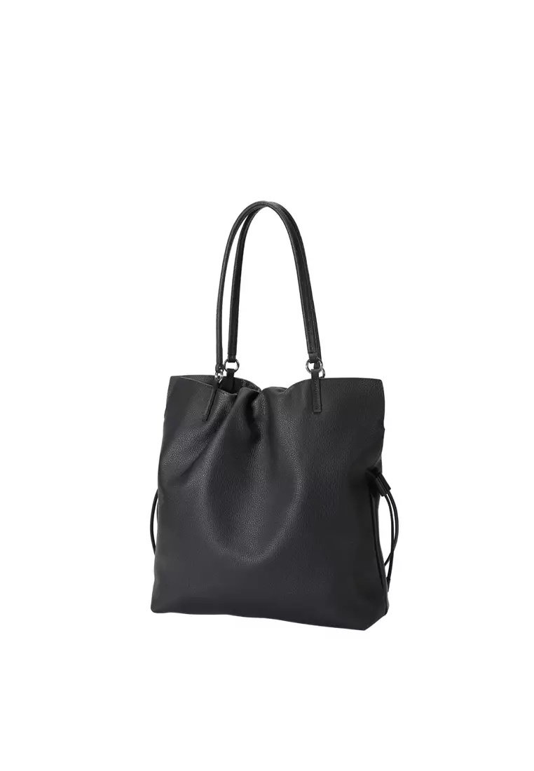 GEORGIANA Ruched Shoulder Bag - Black