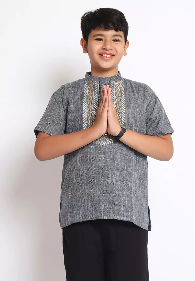 Baju Koko Set Anak Laki Universal Light Black - MODERN