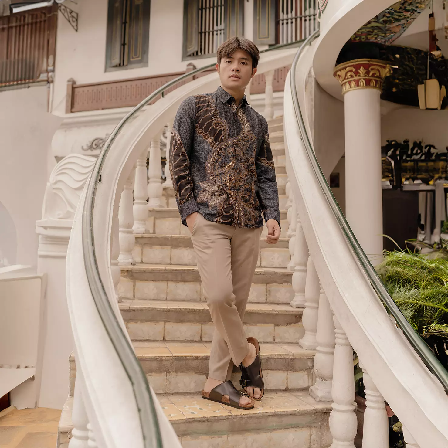 Sandal Pria Marhadi Sendal Slide Kulit Genuine Leather - Karten Black