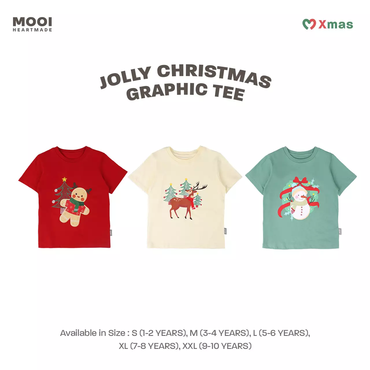 Mooi Kaos Anak Laki-Laki Christmas Collection Jolly Christmas Graphic Tee - Red Cherry