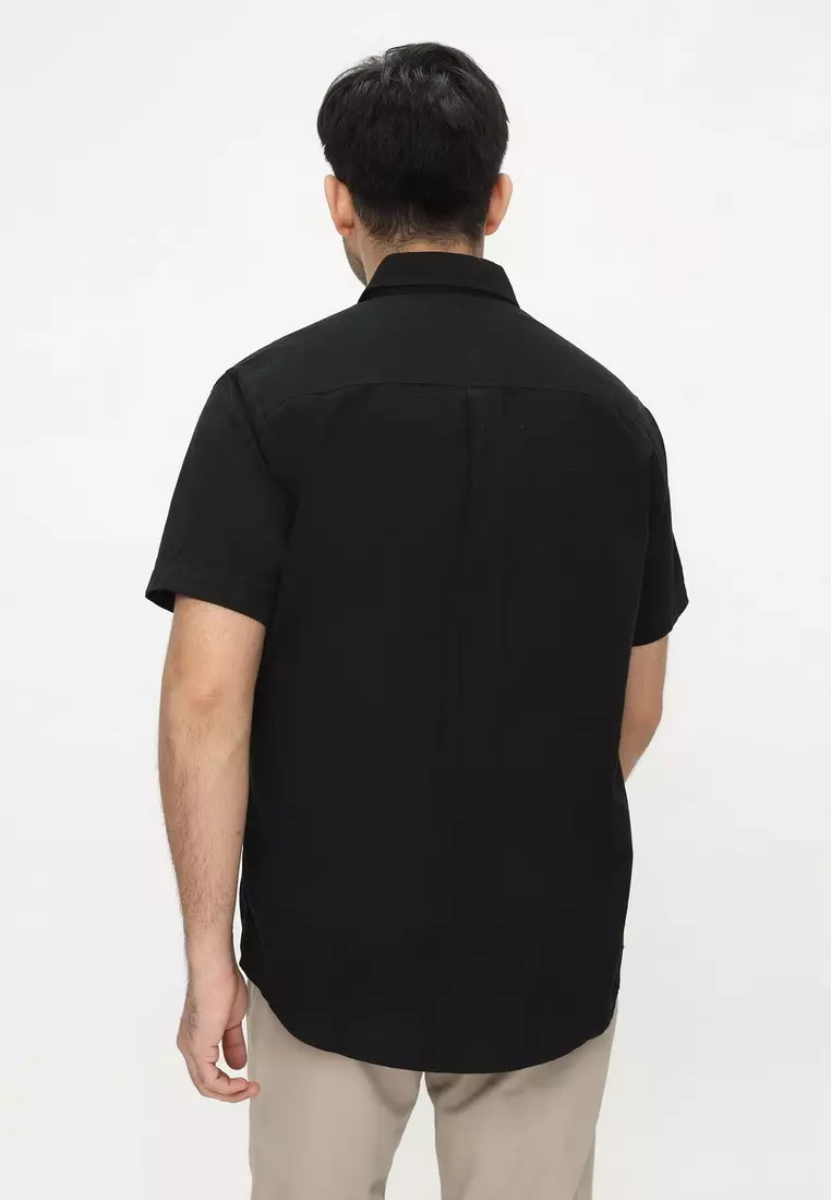 POLICE Kemeja Polos Cordoray Hitam Regular Fit Pria