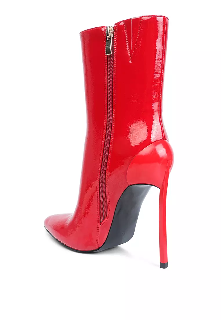 Red patent deals heeled boots