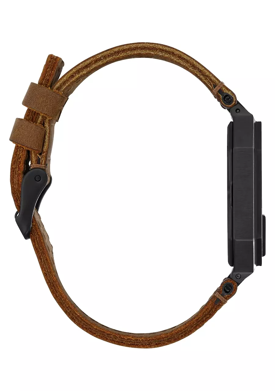 Nixon Re-Run Leather All Black Brown