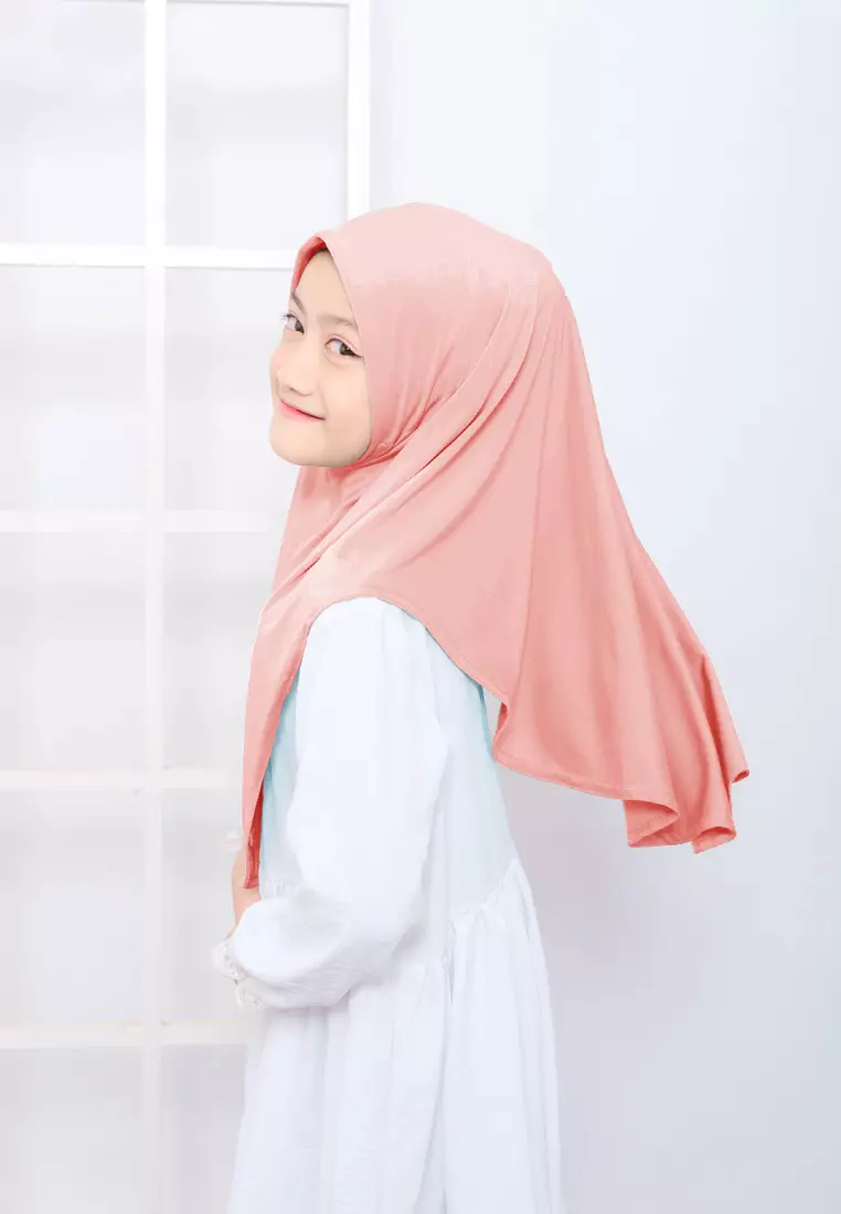 Cotton Bee - Hijab Instan Anak | Zura Tali Bergo Non Pad - Rose Pink - S