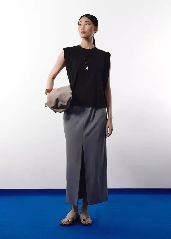 Atasan Wanita - Jae Knit Round Neck Cap Sleeve Boxy Top