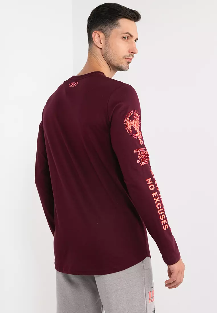 Maroon long 2025 sleeve under armour