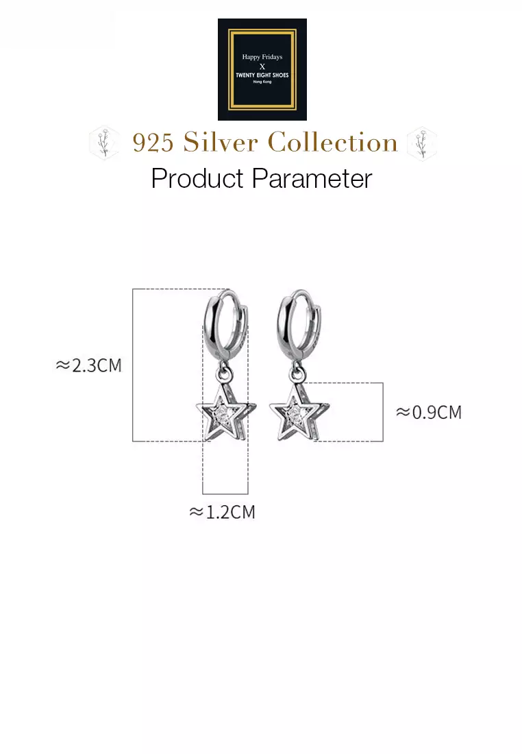 925 Silver Zircon Water Star Earrings JW AR-G8559