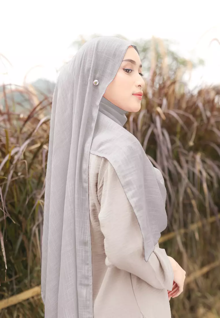 Cotton Bee - Nakeya Shawl | Hijab Pashmina | Viscose Linen - Grey
