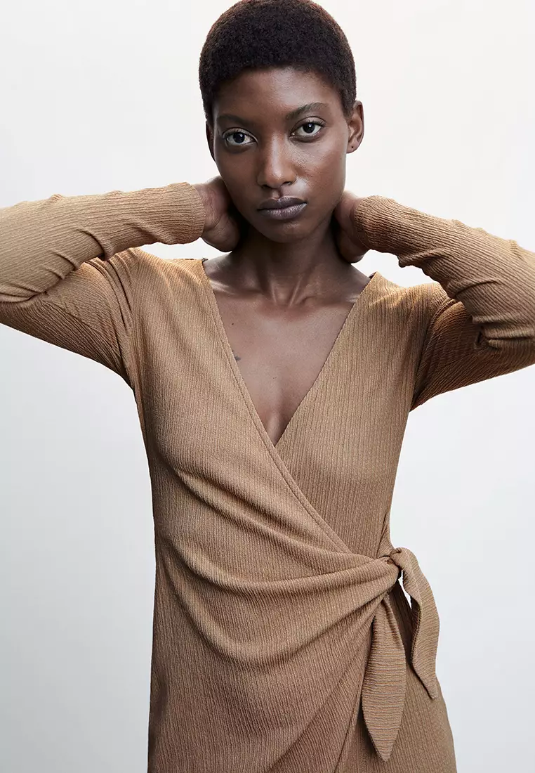 Mango bow wrap dress sale