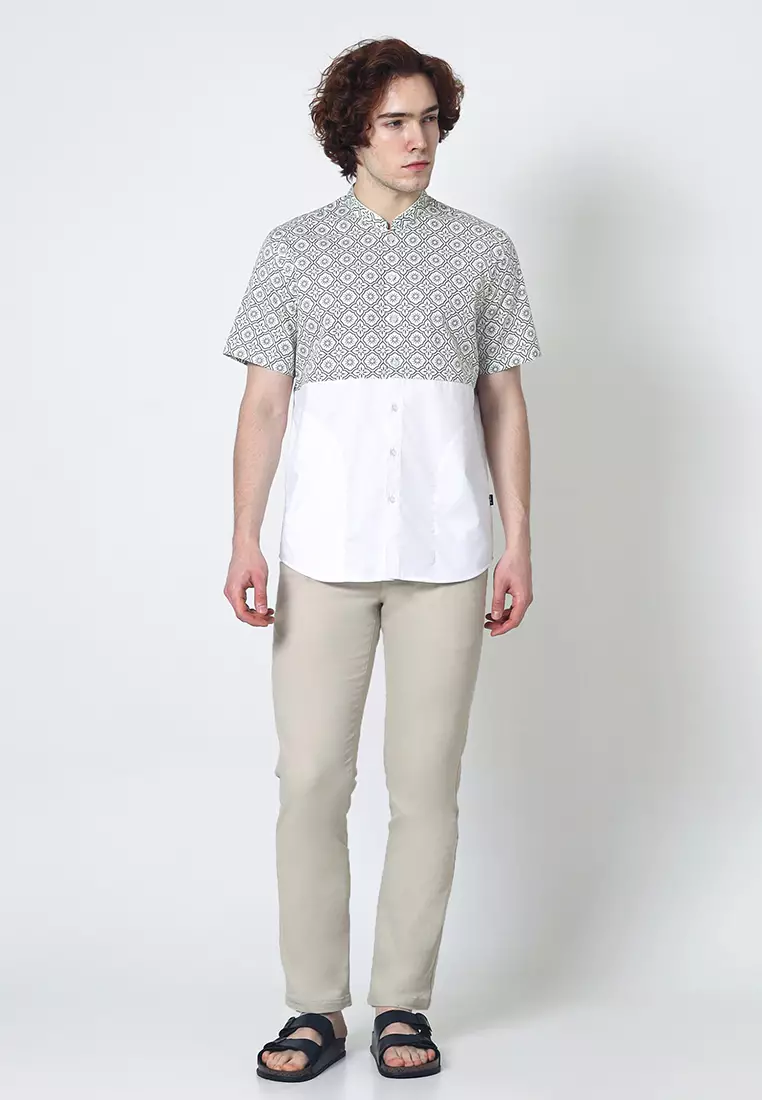 Kemeja Koko Pria Lengan Pendek Zaid Green Baju Muslim Pria