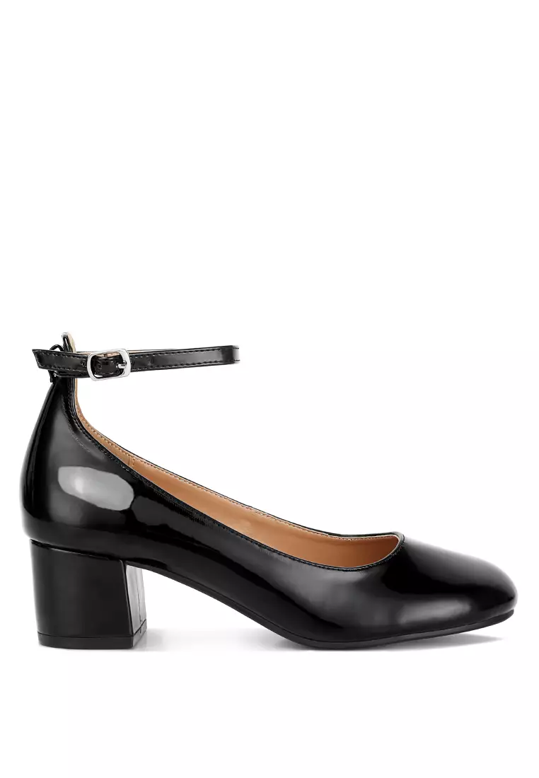 Black block heels outlet low