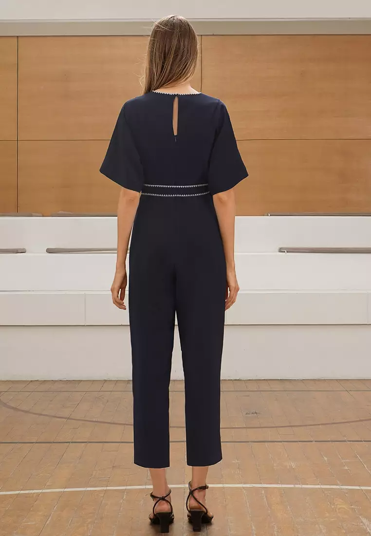 Waist Belt V Neck Jumpsuit