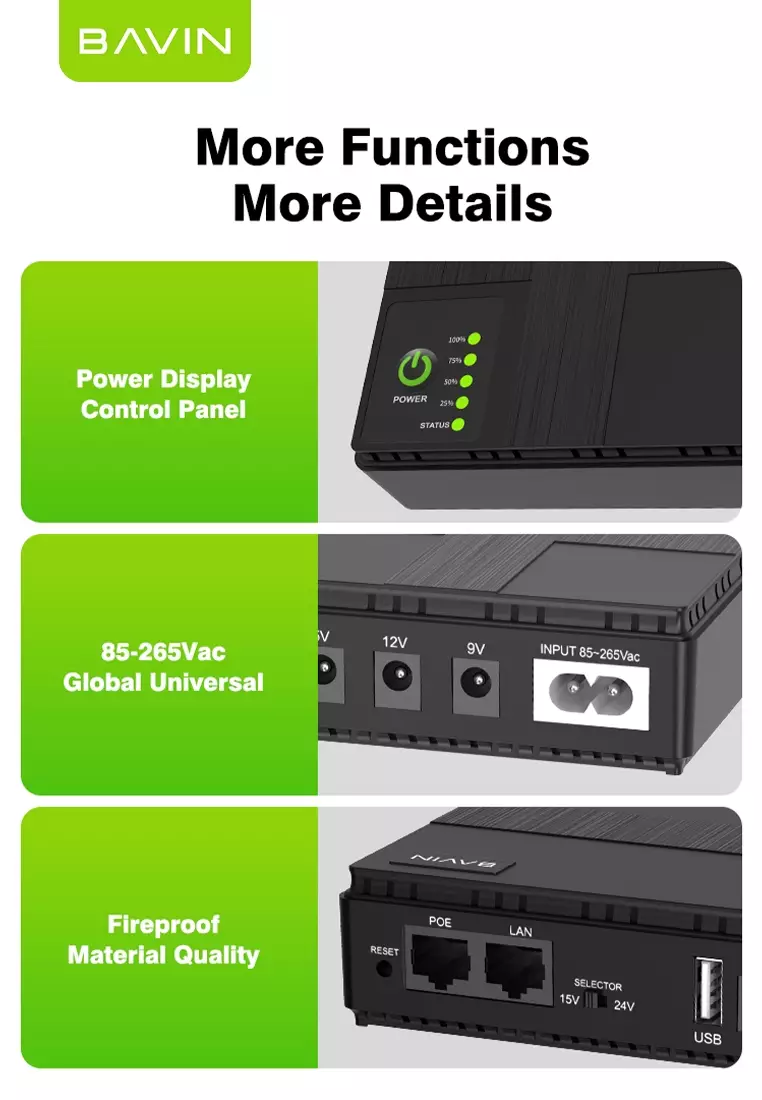 Buy BAVIN BAVIN PC1082 Mini UPS Uninterrupted Power Supply 18W 8800mAh