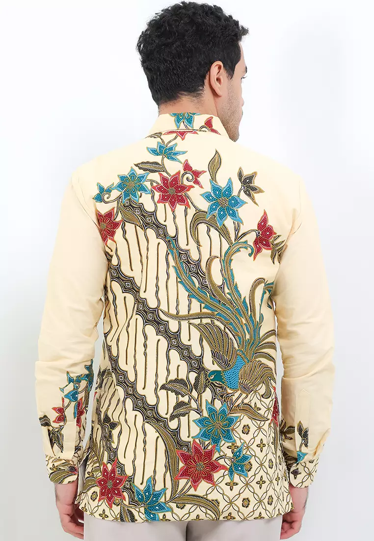 Kemeja Pria Lengan Panjang Furing Nayako Katun Lining Cream Prada