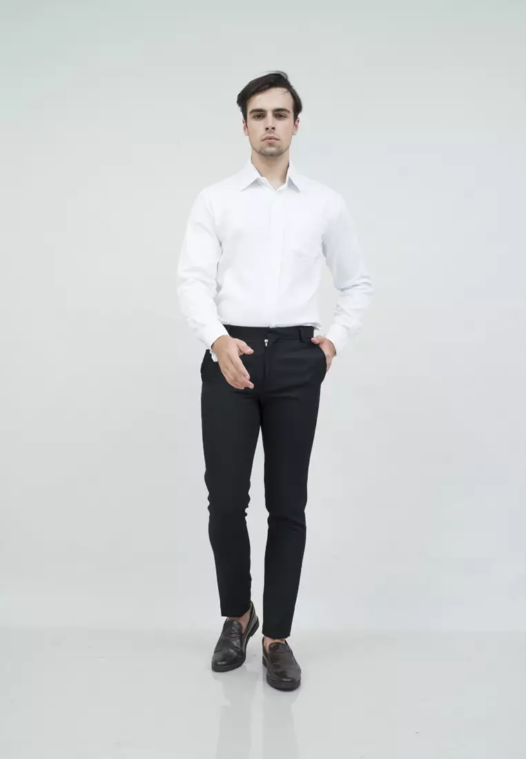 kemeja putih kerja slim fit formal french cuff pakai cufflinks wedding