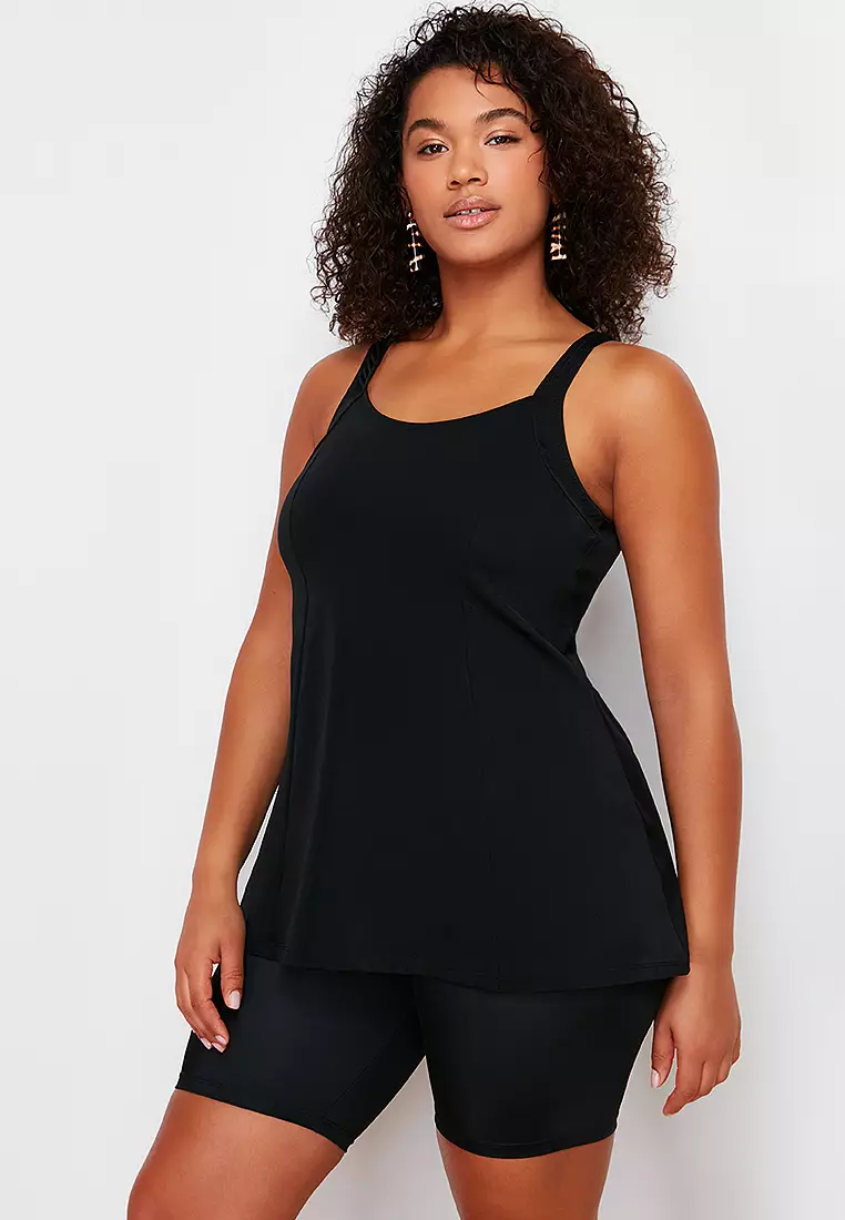 Square Neck Tankini Plus Size Swimsuit