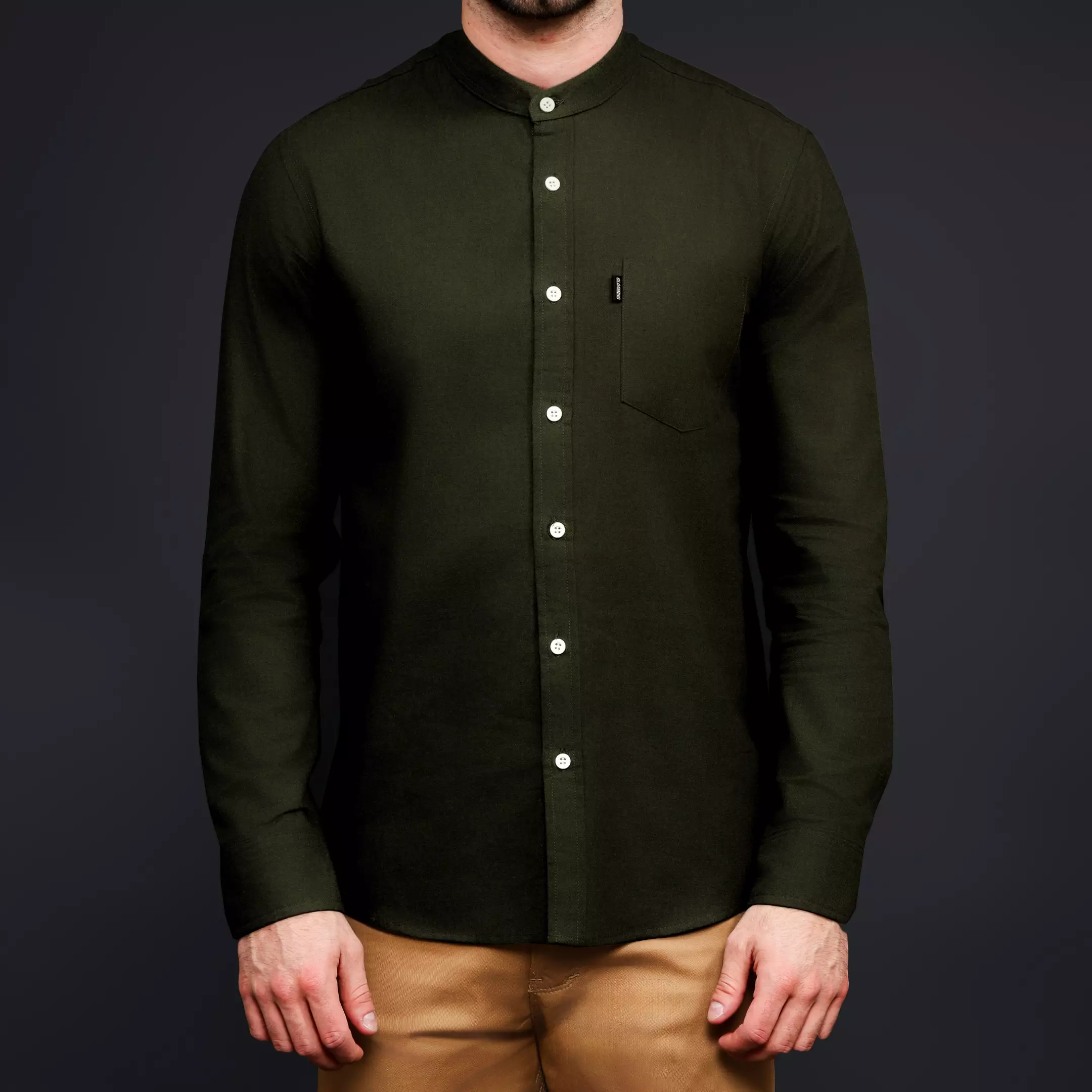 Kemeja Flanel Pria Panjang Polos Olive