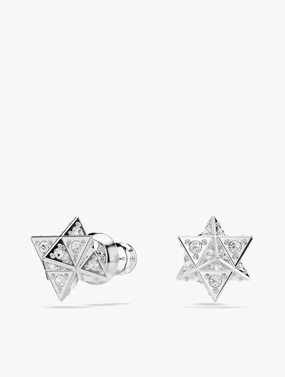Dextera Stud Earrings, Round Cut, Star, White, Rhodium Plated