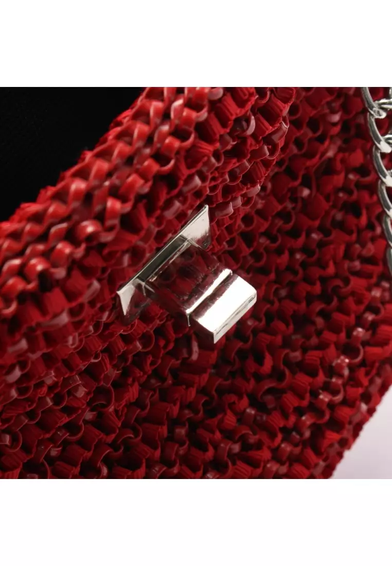 Pre-Loved Anteprima wire bag Handbag PVC fabric Patent leather Red 2WAY