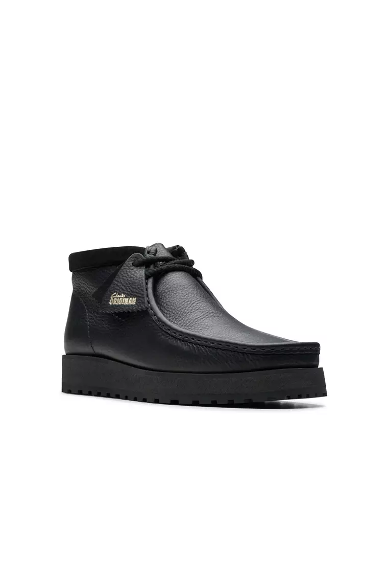 Buy CLARKS Mens Wallabee Scout Boots - Black Leather 2026 Online