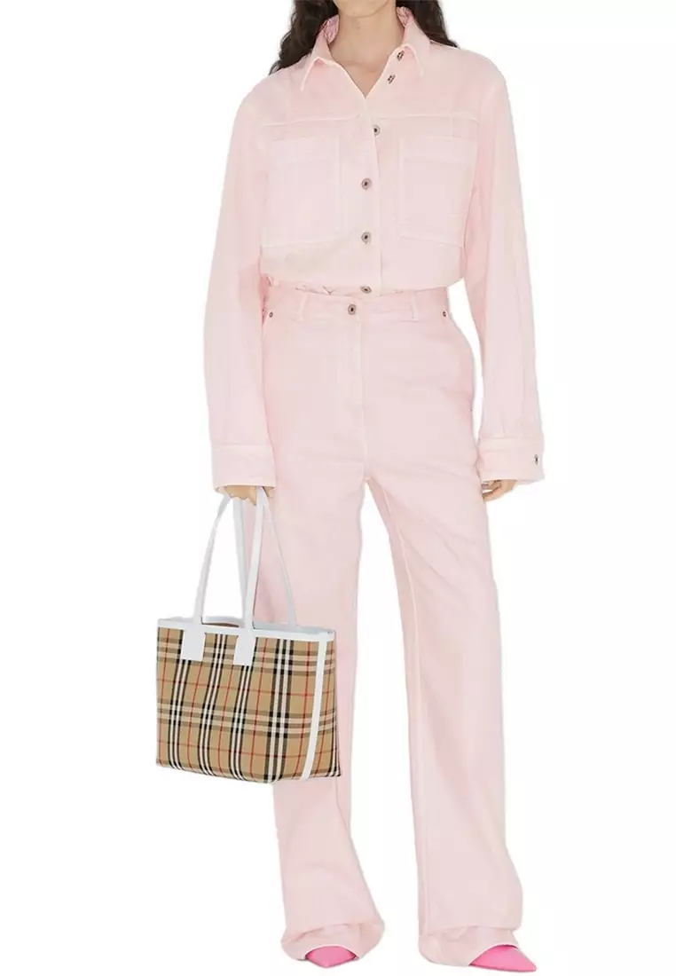 Small London Tote Bag in Archive Beige/White