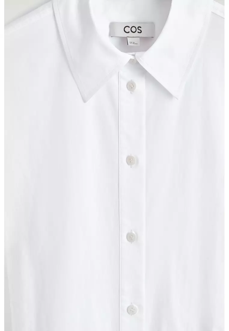 SLEEVELESS COTTON-POPLIN SHIRT DRESS