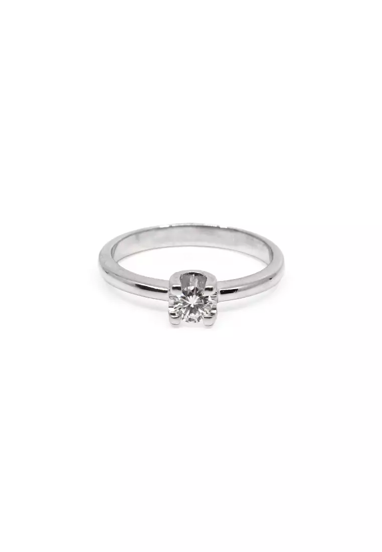 14K White Gold Lady Ring with Diamonds