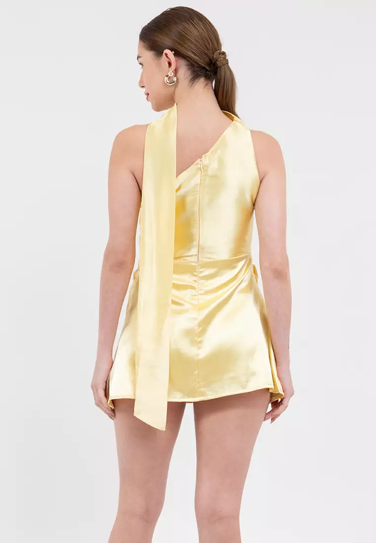 Sabina One-Shoulder Draped Mini Dress