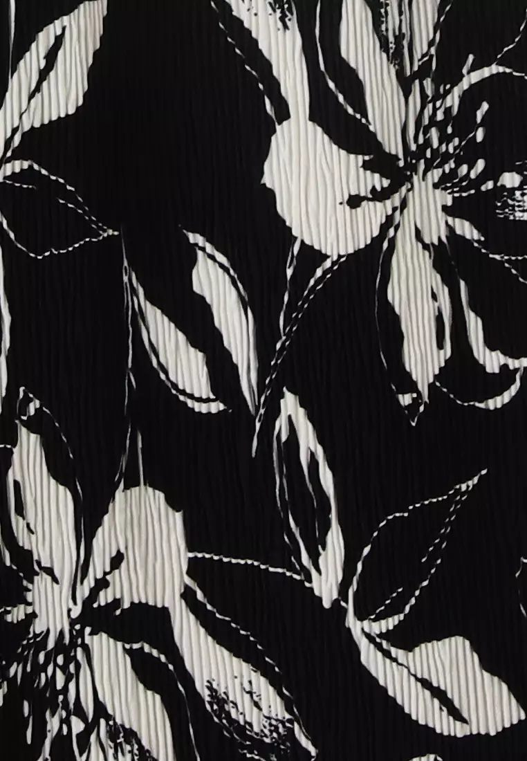 Floral Print Pleated Elasticated Trousers [BA7911]