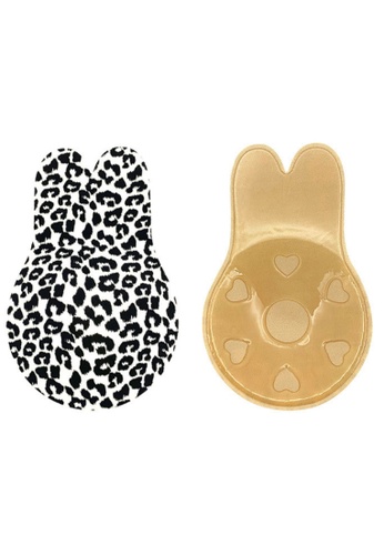 Love Knot black Adhesive Reusable Breast Lift Up Stick On Invisible Bra Nubra (Leopard Black） 02B8CUS02F8BEEGS_1