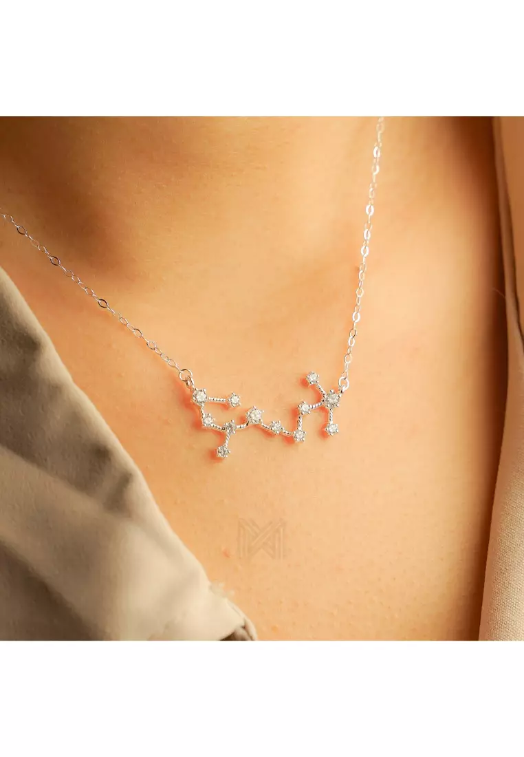Match The Stars Scorpio Constellation Silver Necklace with 925 Sterling Silver