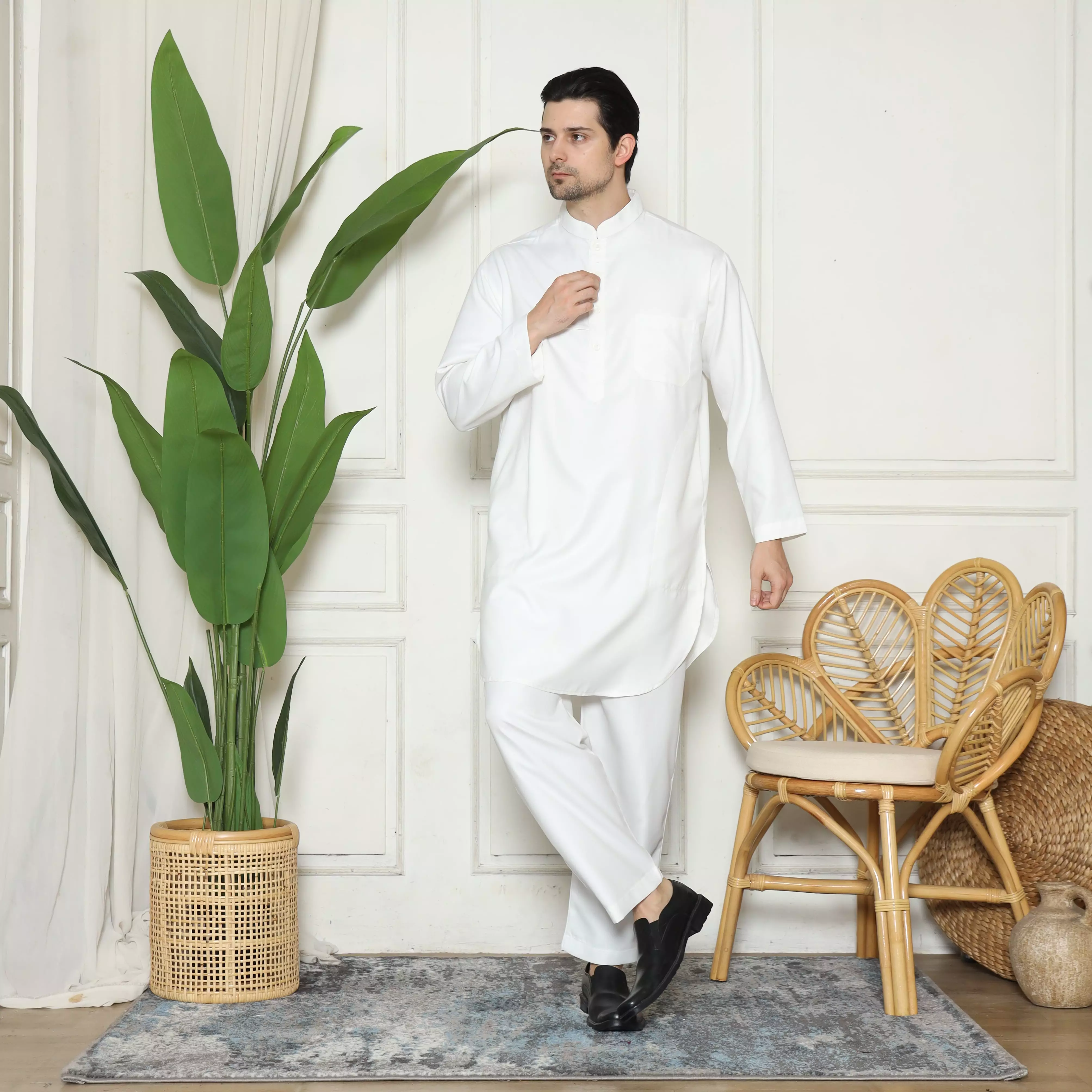 Setelan Baju Koko Sarimbit Kurta Pakistan PK 10 White BW