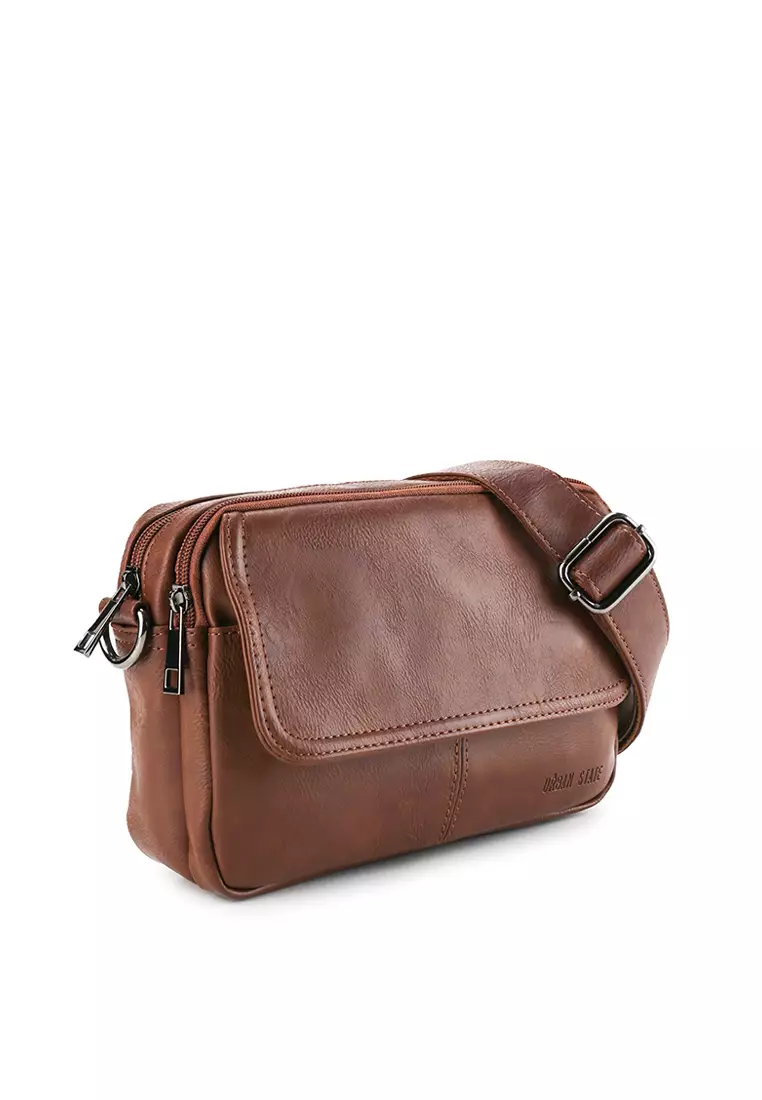 Distressed Leather Charter Crossbody Bag