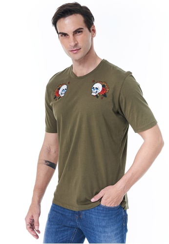 Sisley green T-shirt with Embroidery 32FCAAA7C5ECA2GS_1