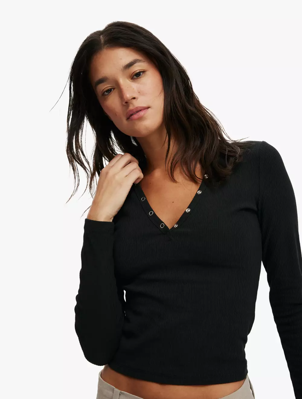 COTTON ON - ATASAN - RYAN HENLEY LONG SLEEVE - BLACK