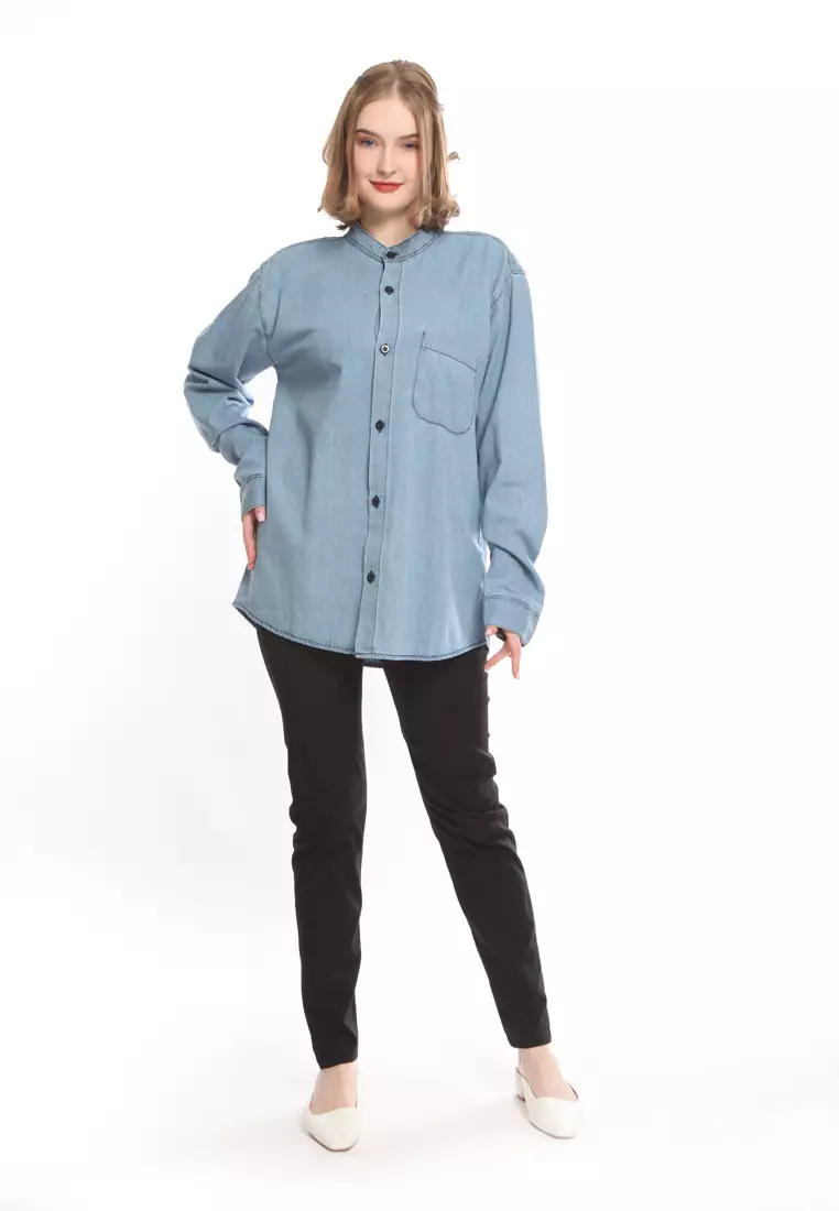 Tunik Denim Krah Mandarin KT282309