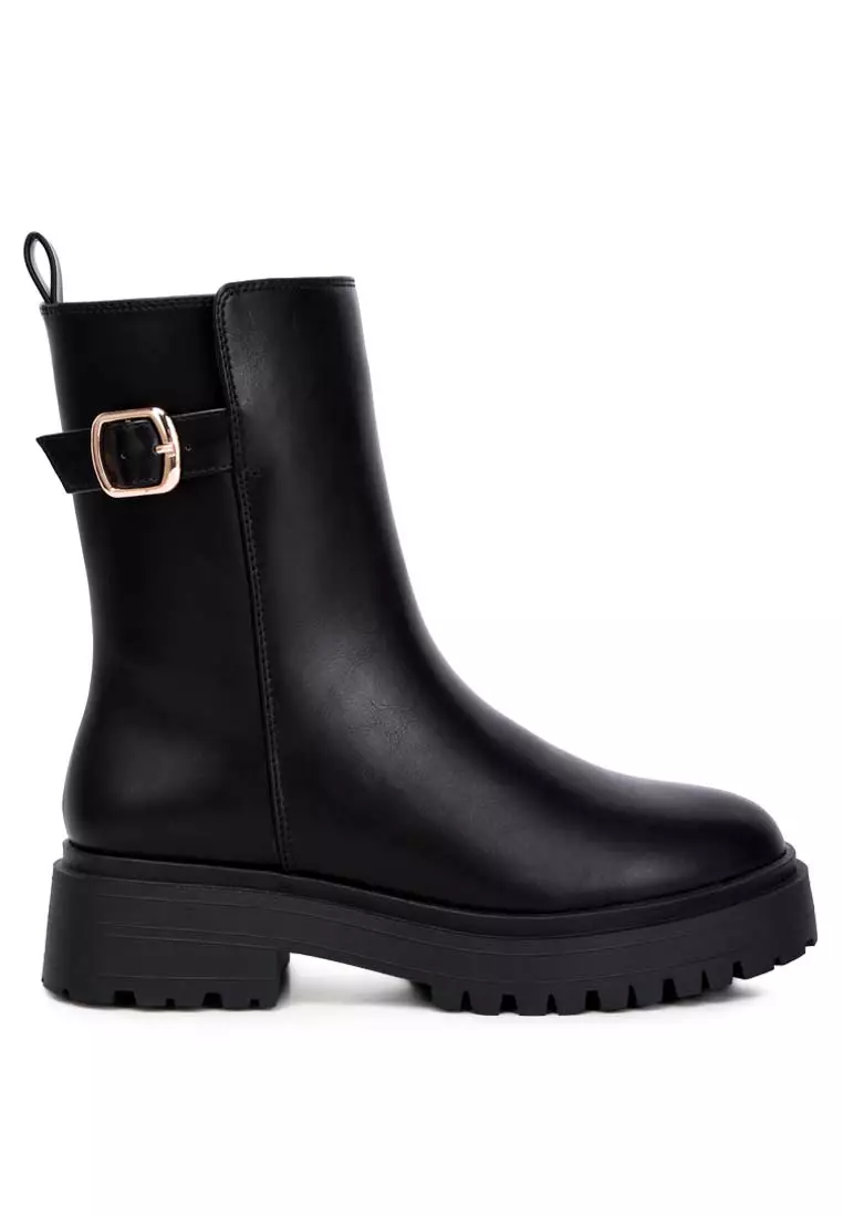 Discount on London Rag  shoes - SKU: Black Faux Leather Platform Boots