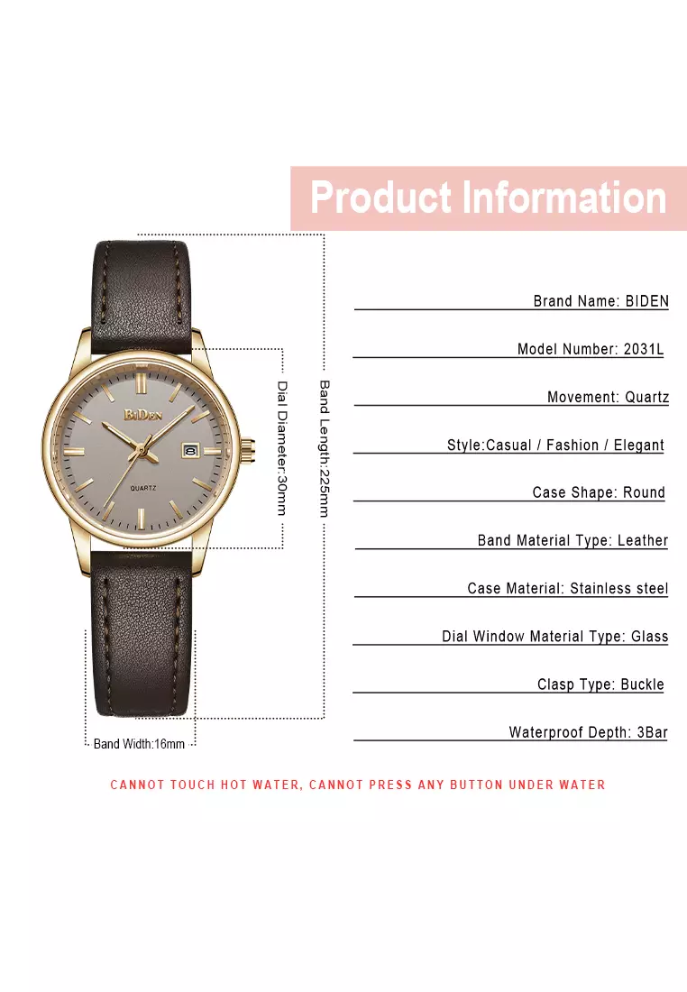 Jam Tangan Wanita Original Anggun Kalender Tali Kulit Anti Air Jam Tangan Cewek