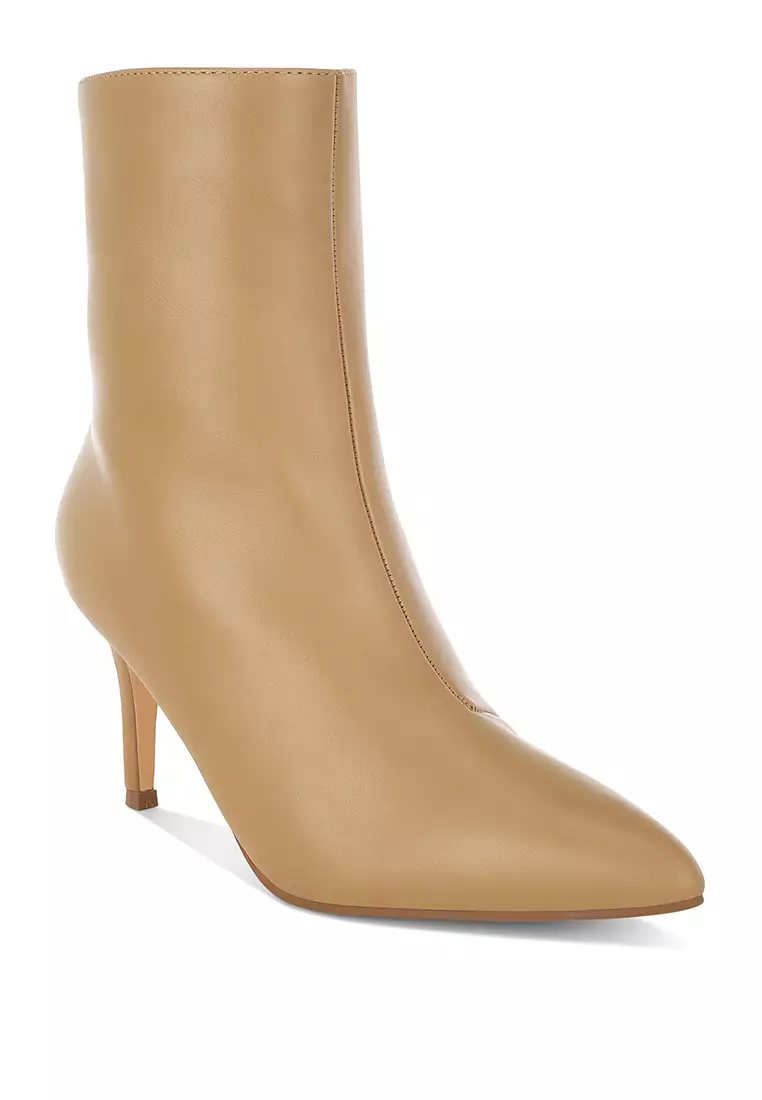 Harness Detail Stiletto Boots in Beige
