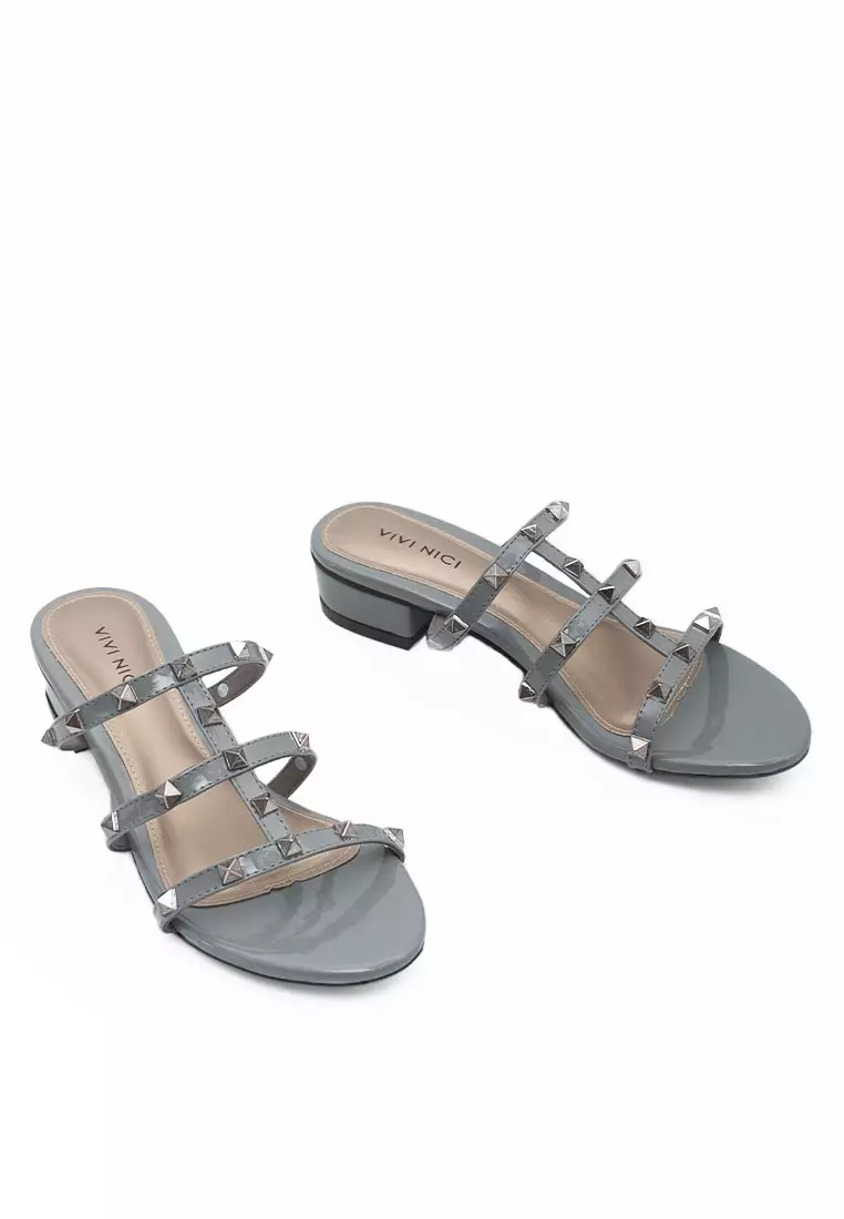 VIVI NICI - Meili Sandal Wanita Hak 3 Cm Grey Flannel
