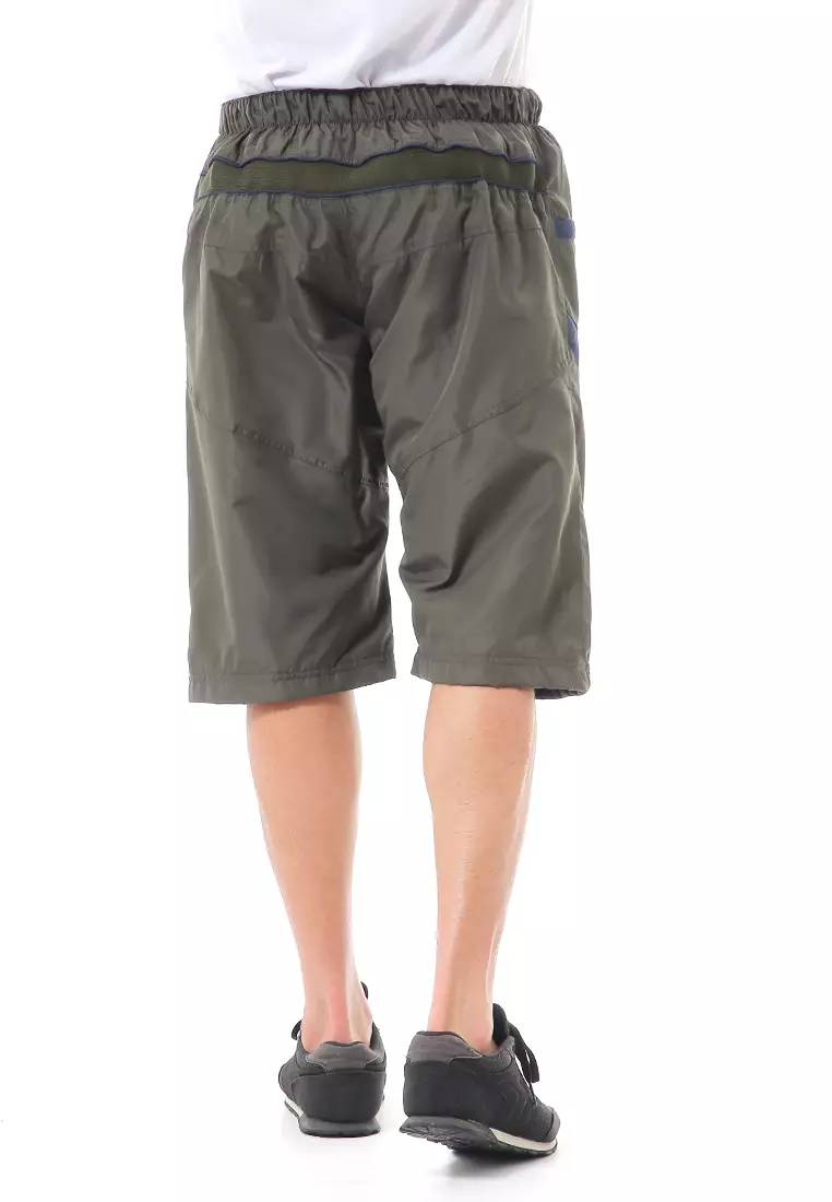 Grissham Celana Pendek Pria Short Pants Kasual Motif List Material Parasut ORIGINAL - Green