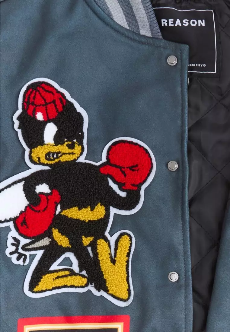 NYC Streetwear - Fearless Varsity Jacket - Grey