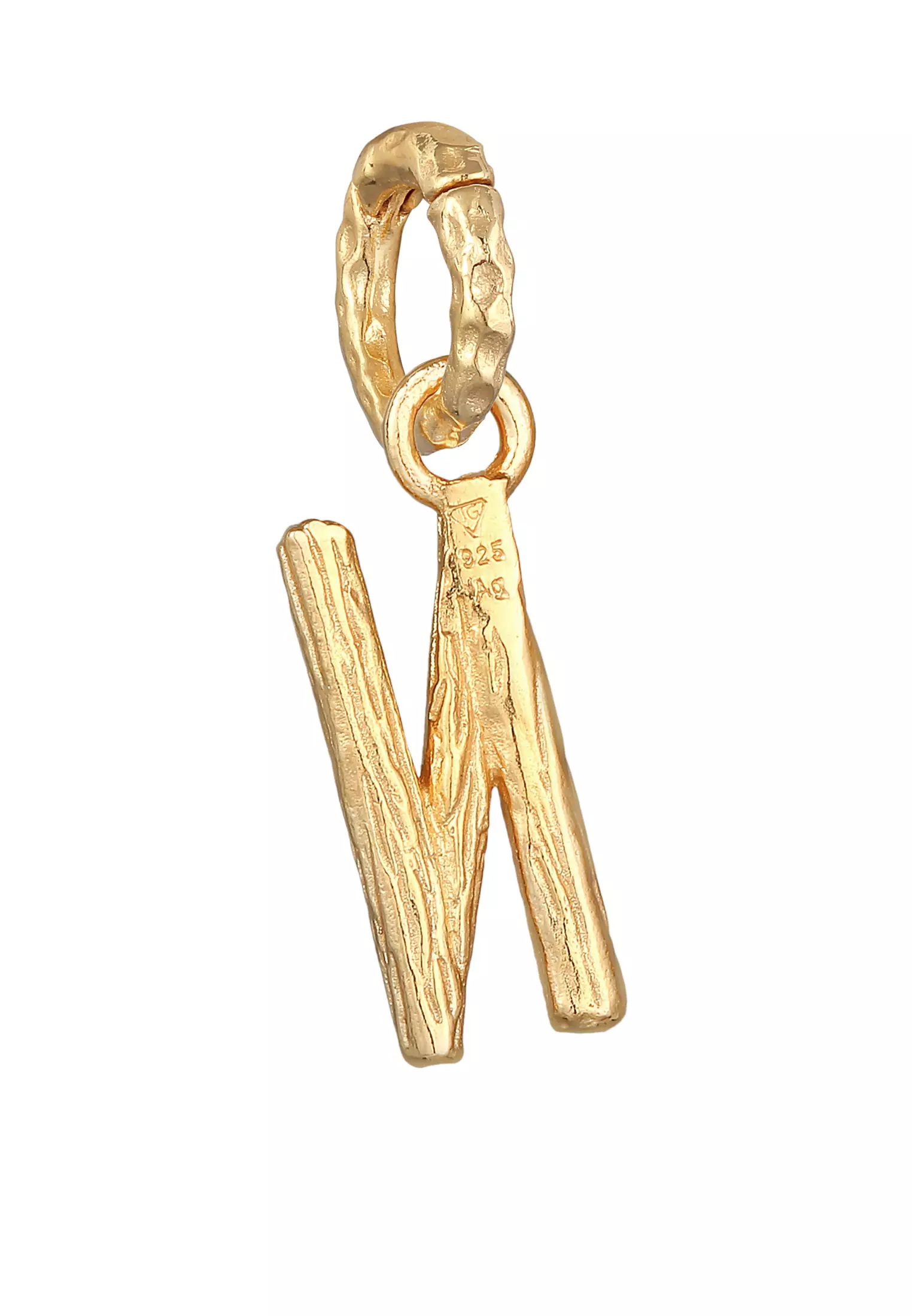 Pendants Letter N Organic Look Gold Plated
