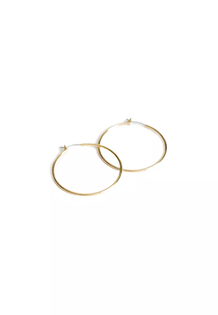 Medium thin gold hoop earrings on sale