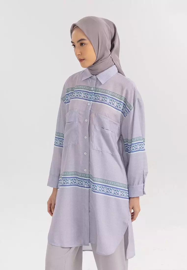 Ria Miranda Dusty Lavender Qistiana Shirt