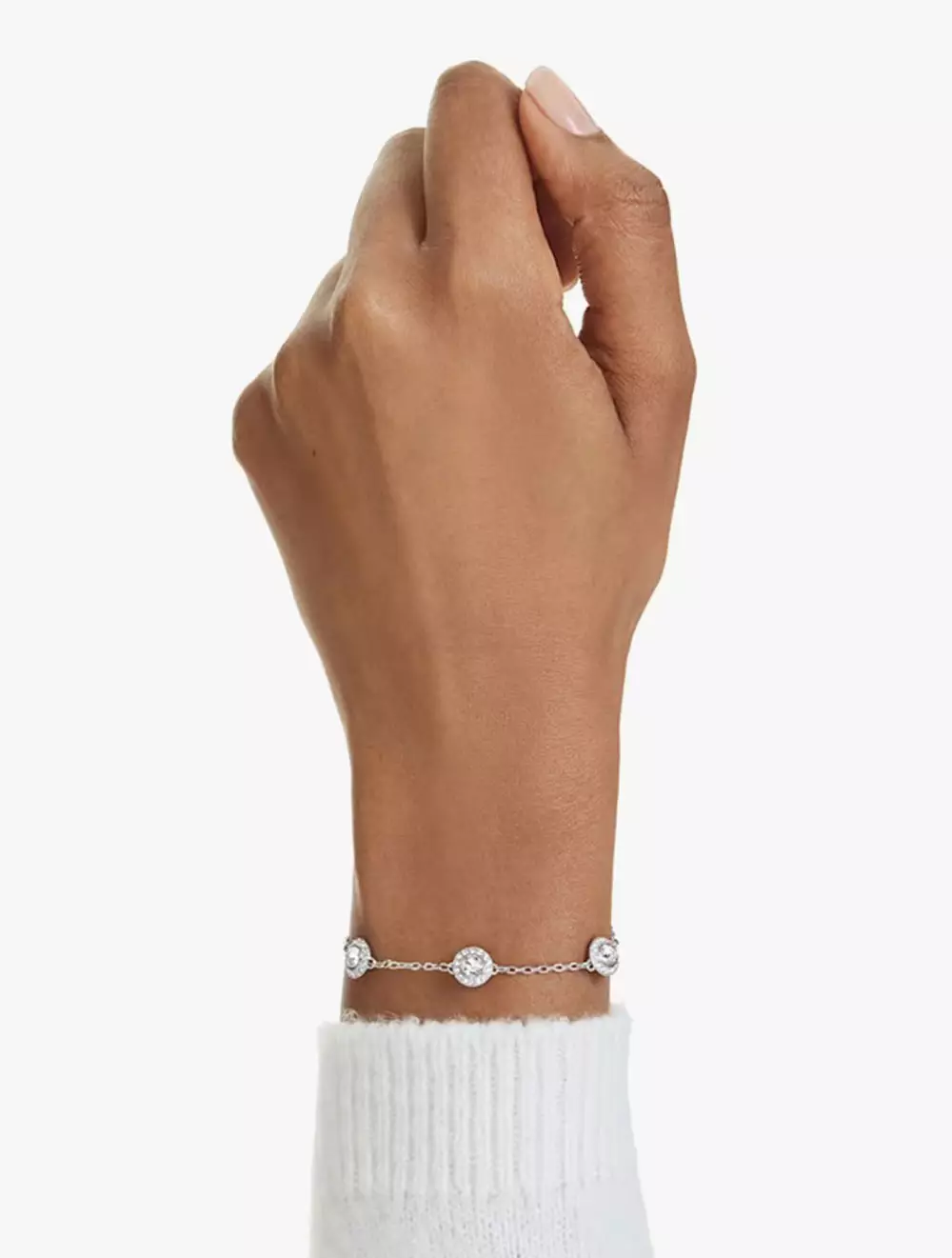 Una Angelic Bracelet, Round Cut, Double Sided Motifs, White, Rhodium Plated