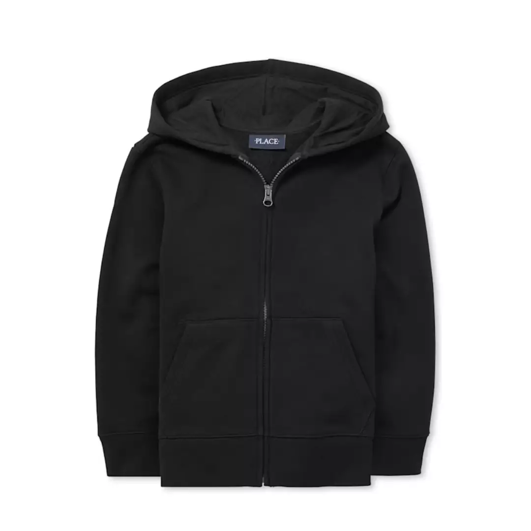 Big Boys Fleece Zip Up Hoodie - Jaket Anak Laki (Hitam)