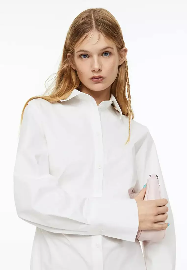 Buy H&M Gathered Poplin Shirt Dress Online | ZALORA Malaysia